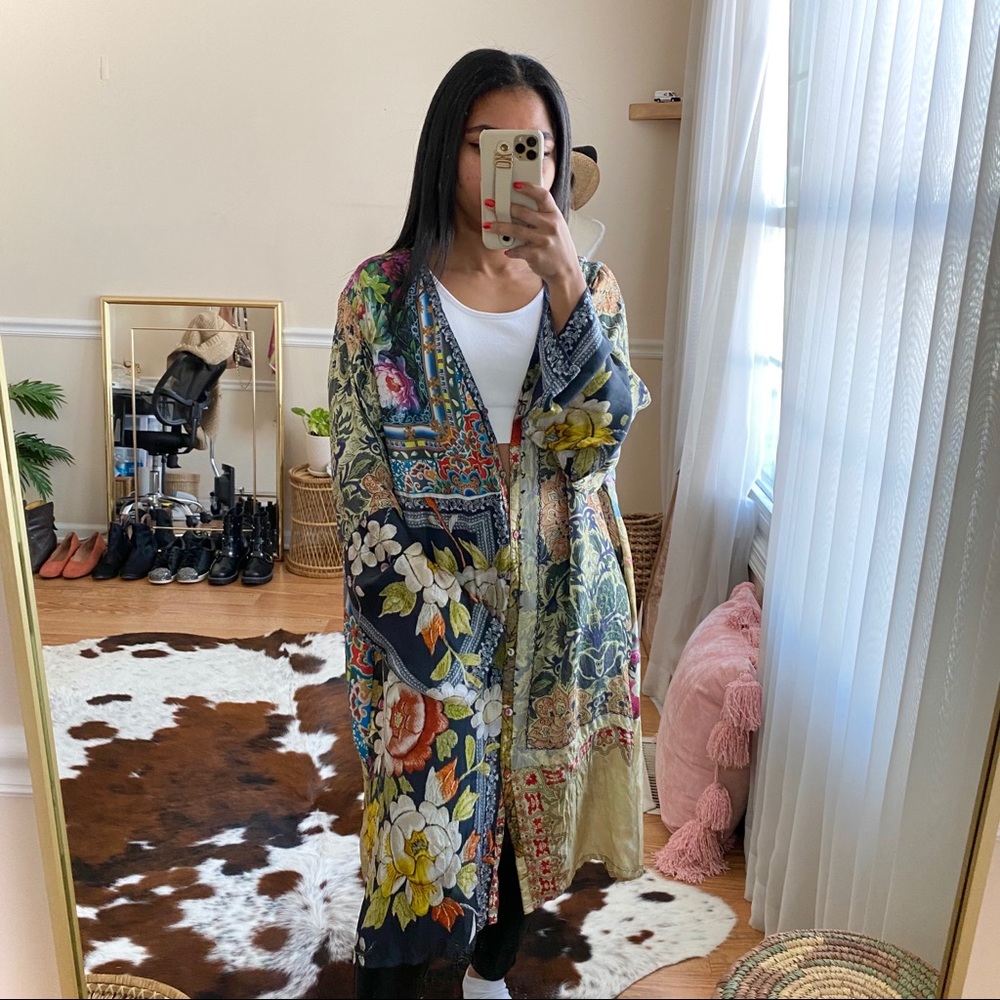 Johnny Was Silk Shiro Cardigan Tunic Dress XXL